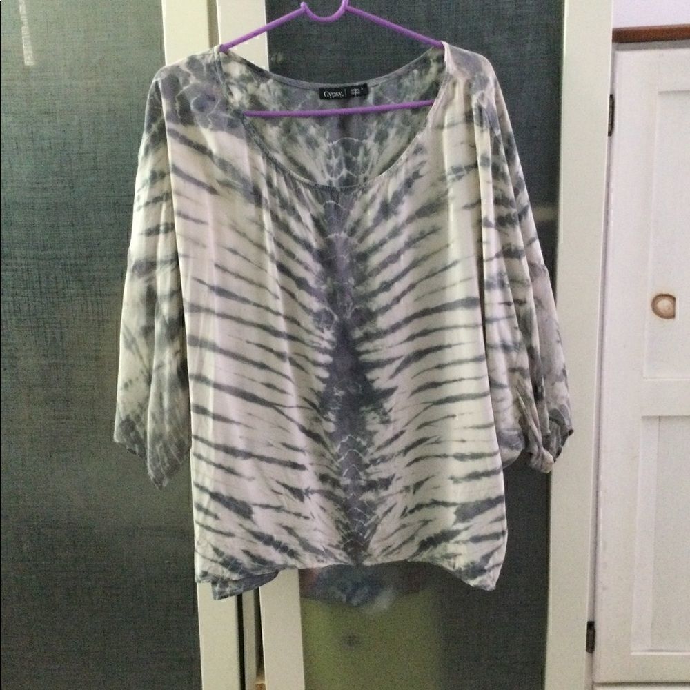 Gypsy L SILK tie dye top Gray